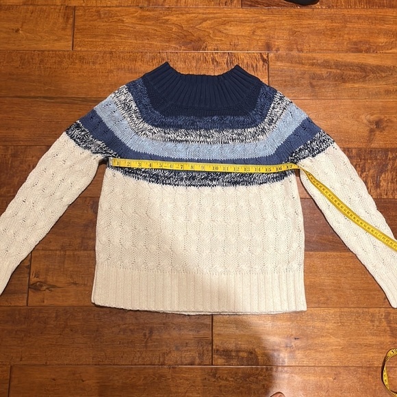 NWT CHAPS Chunky Cable Knit Sweater BlueCream Multi Color Size S - Picture 9 of 10